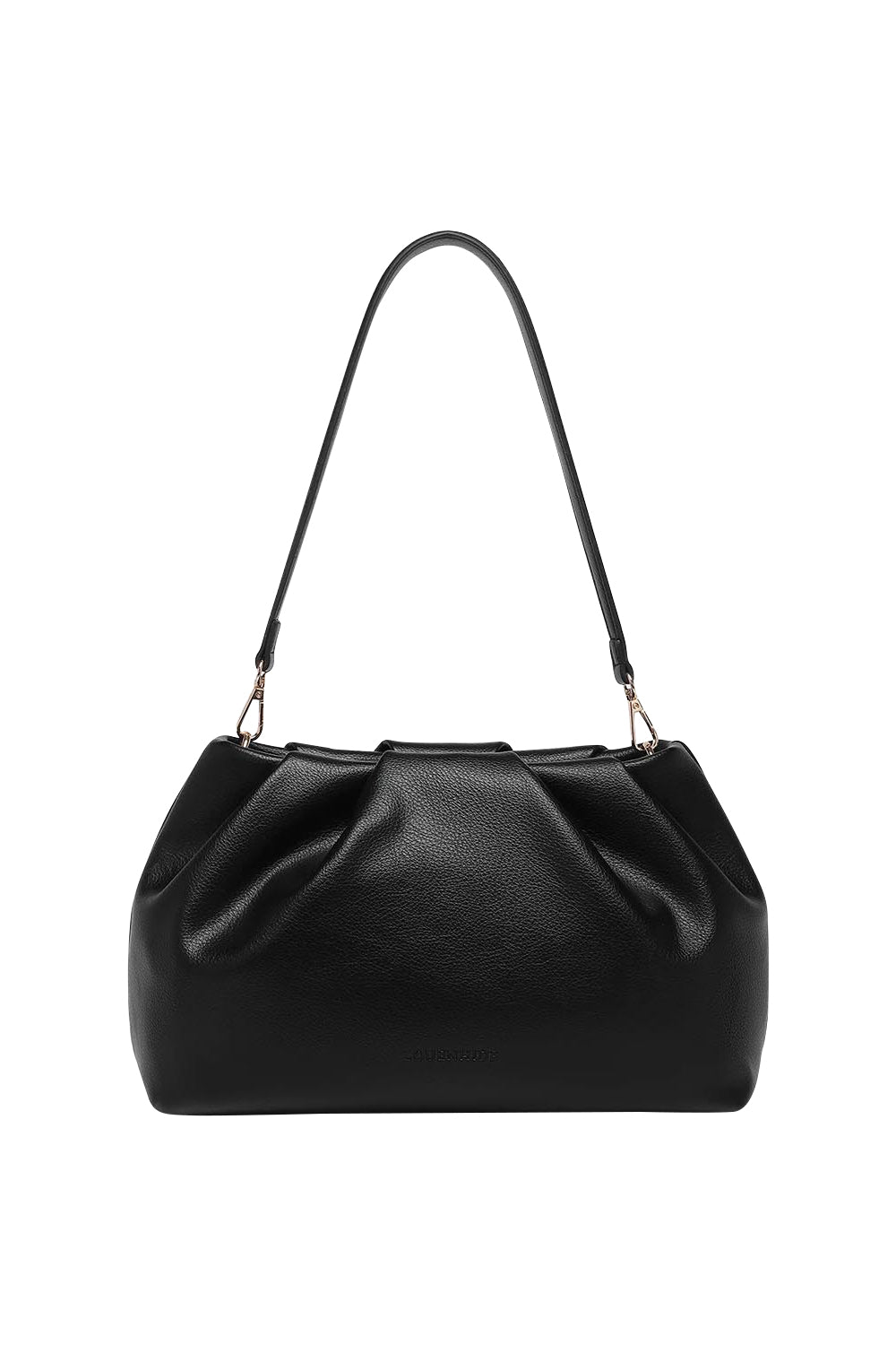 Product shot of the Naomi Convertible Clutch n Shoulder Bag in colour Black (Black), from the front