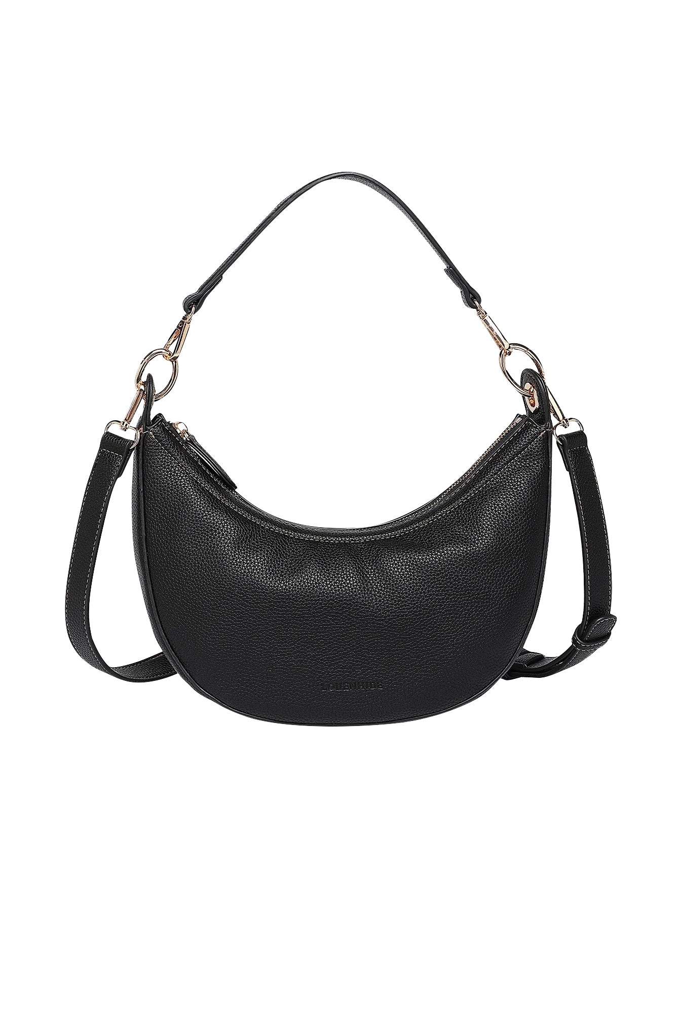 Product shot of the Corfu Handbag in colour Black (Black), from the front
