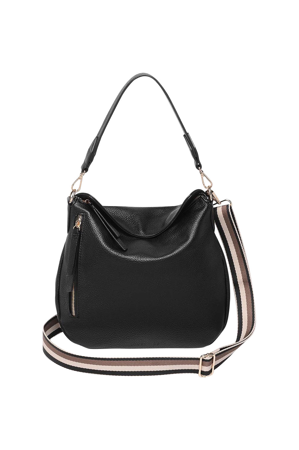 Product shot of the Nadia Shoulder Bag in colour Black (Black), from the front