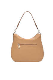 Product shot of the Nadia Shoulder Bag - Camel in colour Camel, from the back