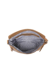 Product shot of the Nadia Shoulder Bag - Camel in colour Camel, showing detail