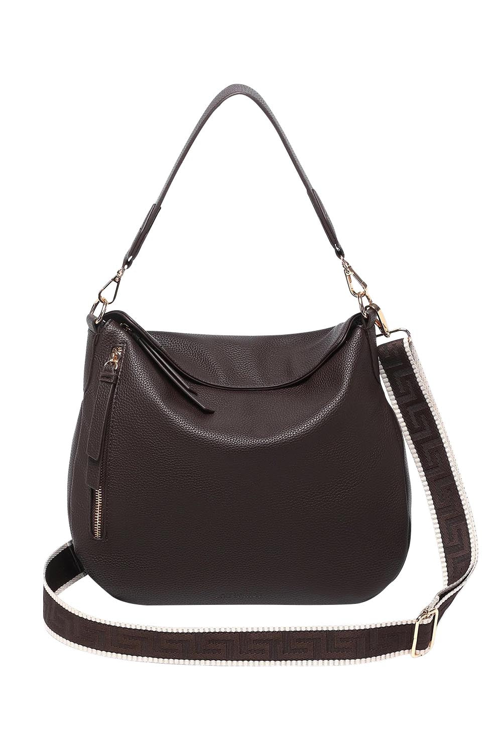 Product shot of the Nadia Shoulder Bag in colour Chocolate, from the front