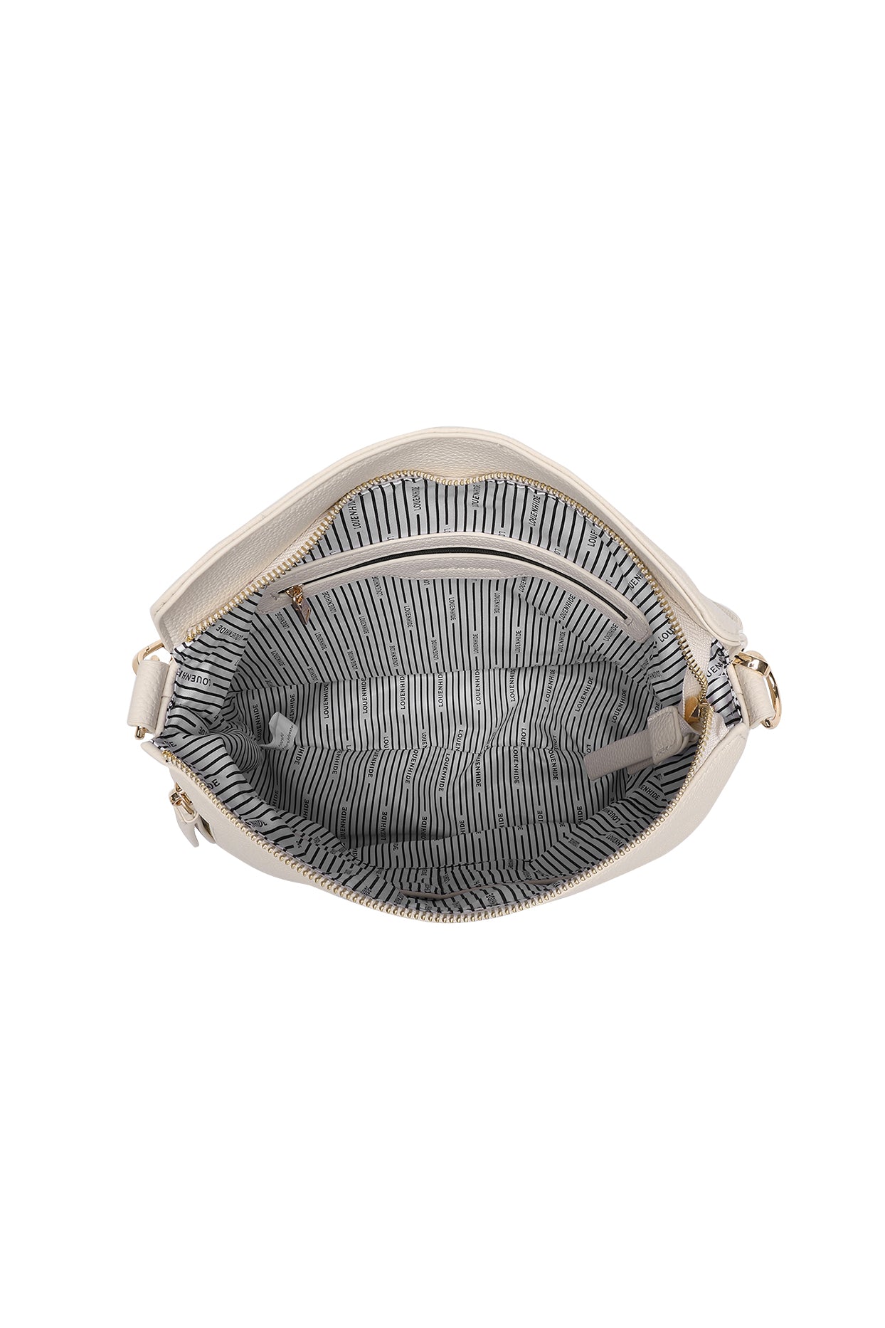 Product shot of the Nadia Shoulder Bag in colour Vanilla, detail