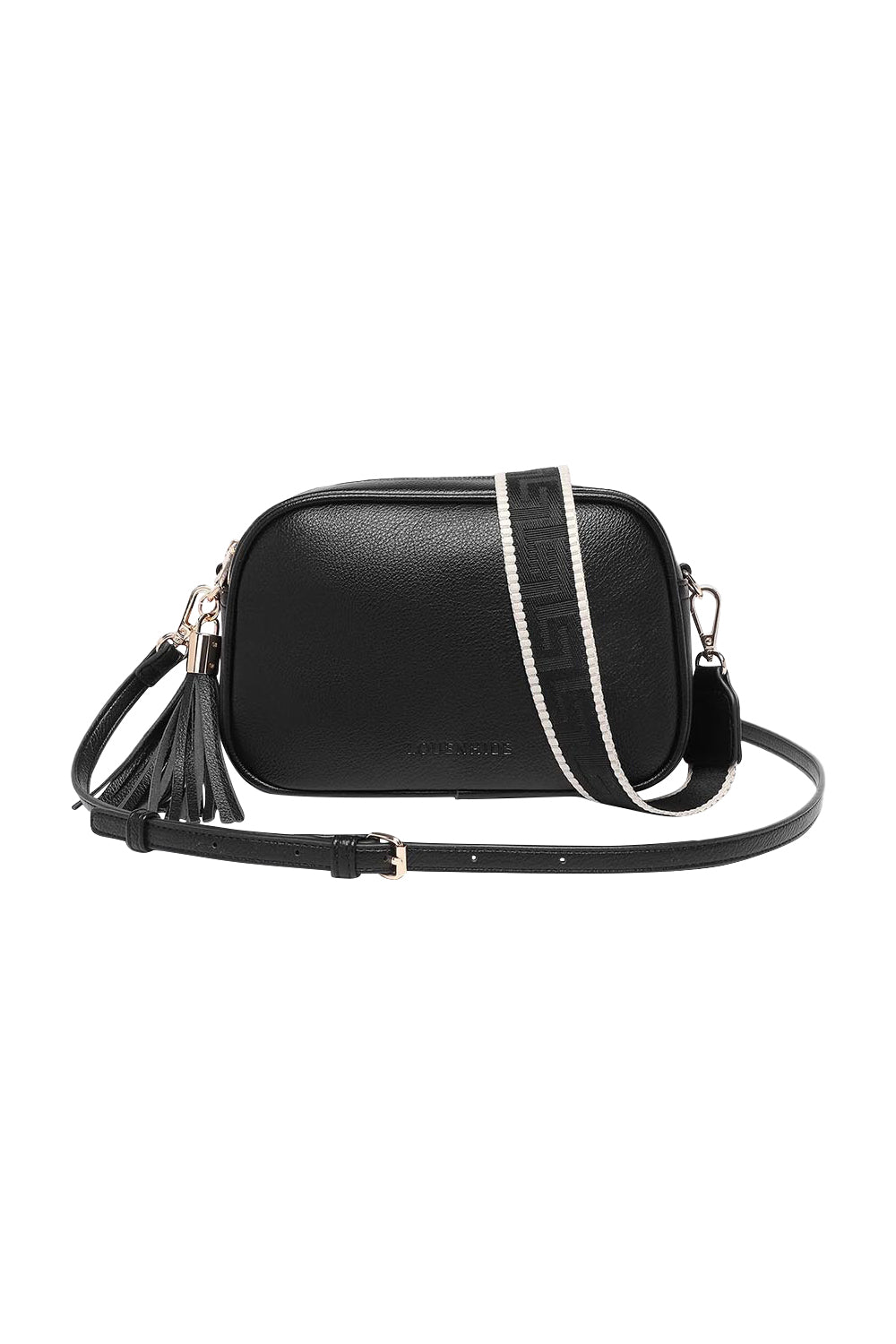 Product shot of the Jacinta Gia Crossbody Bag in colour Black (Black), from the front