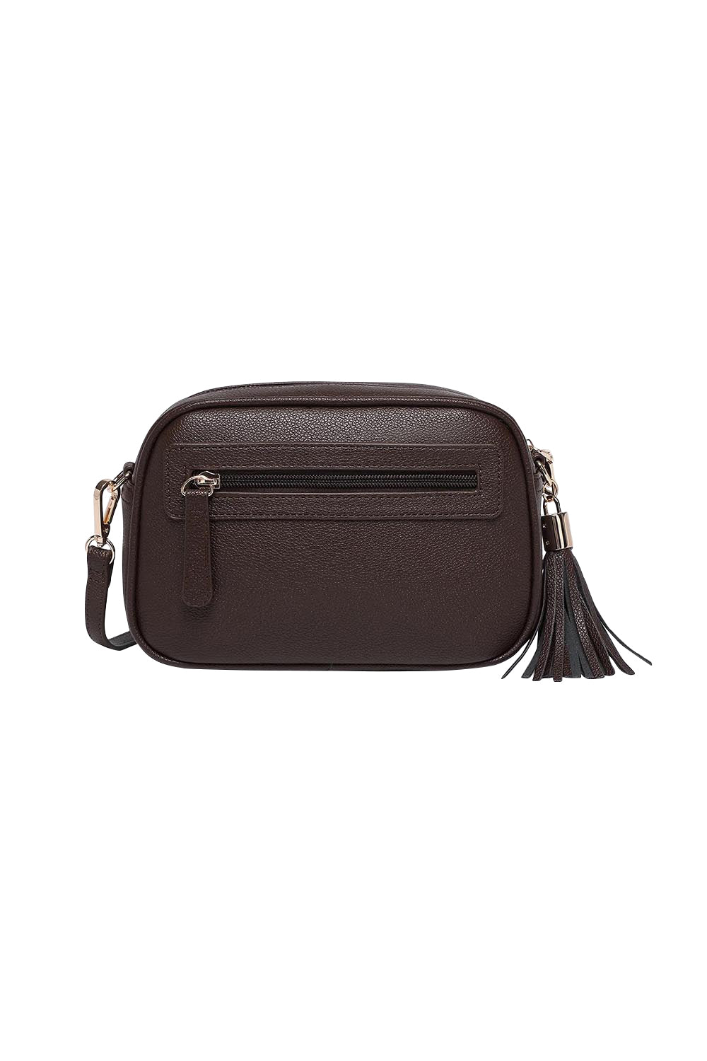 Product shot of the Jacinta Gia Crossbody Bag in colour Chocolate, from the back