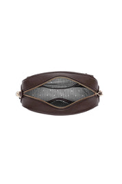 Product shot of the Jacinta Gia Crossbody Bag in colour Chocolate, detail