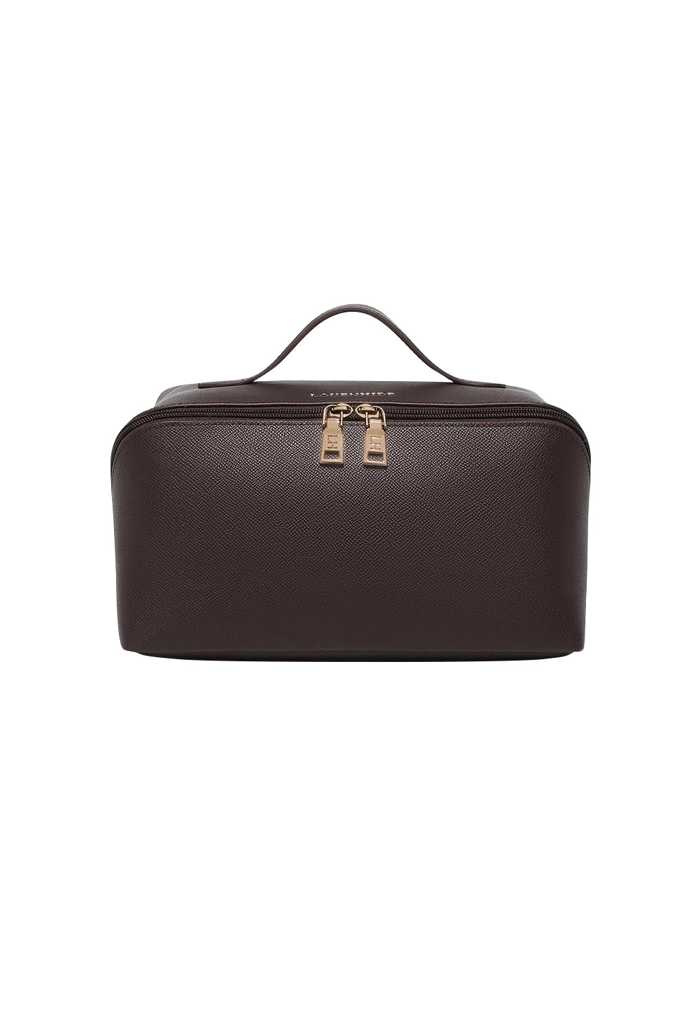 Product shot of the Orion Cosmetic Case - Chocolate in colour Chocolate, from the front