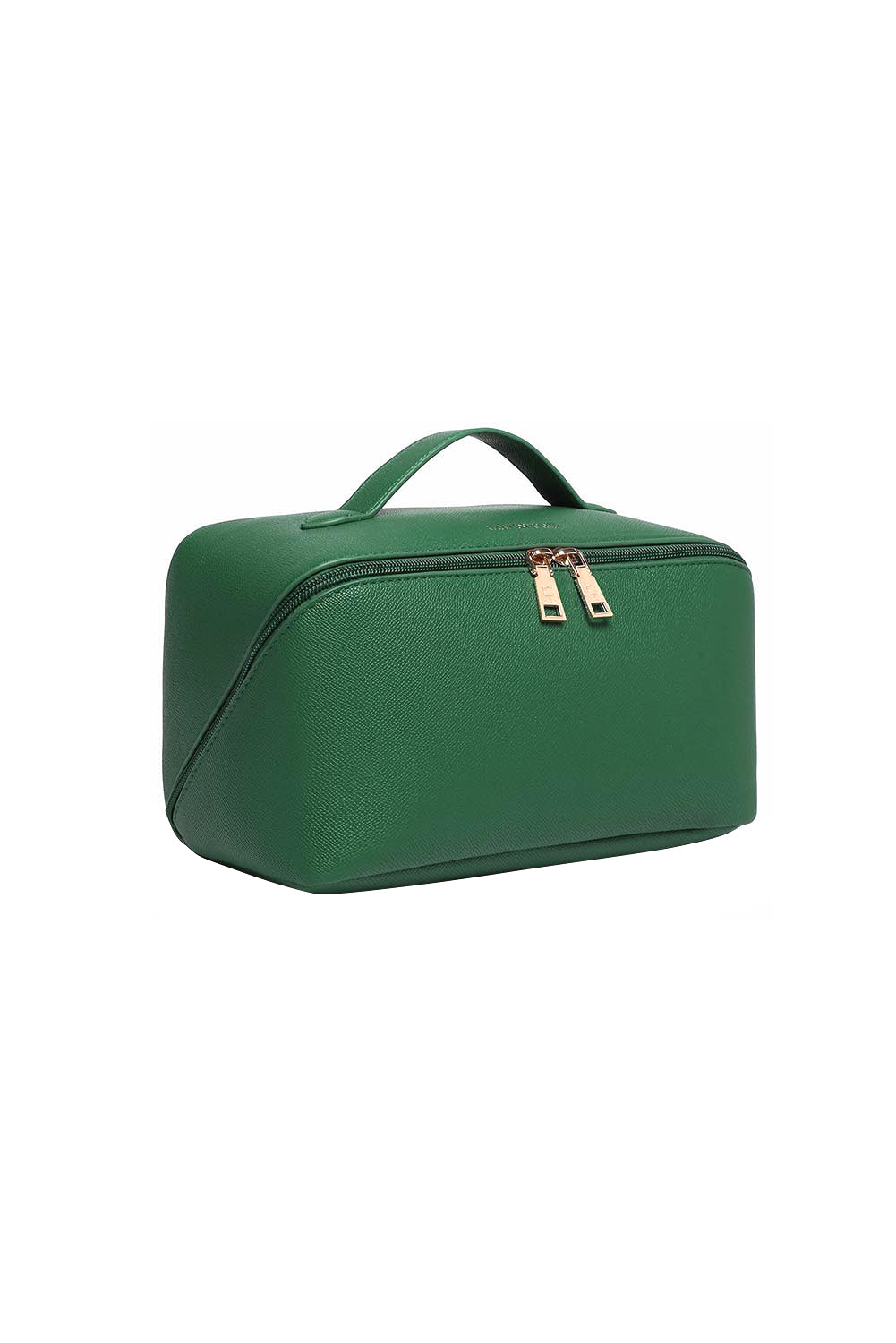 Product shot of the Orion Cosmetic Bag - Green in colour Green, showing detail