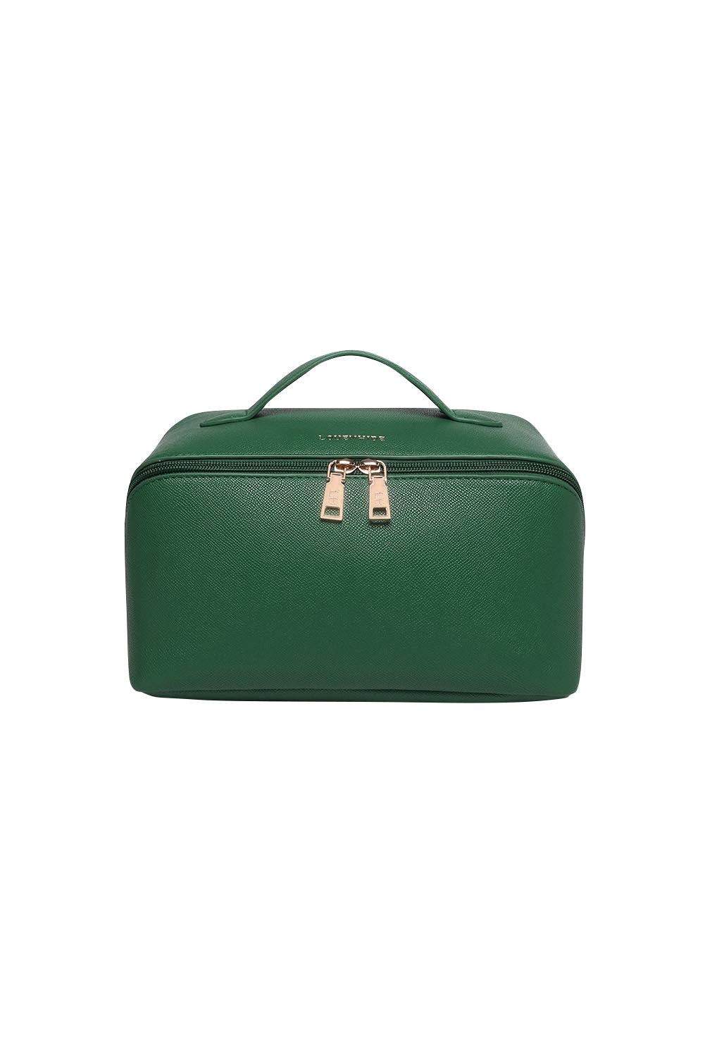 Product shot of the Orion Cosmetic Bag - Green in colour Green, from the front