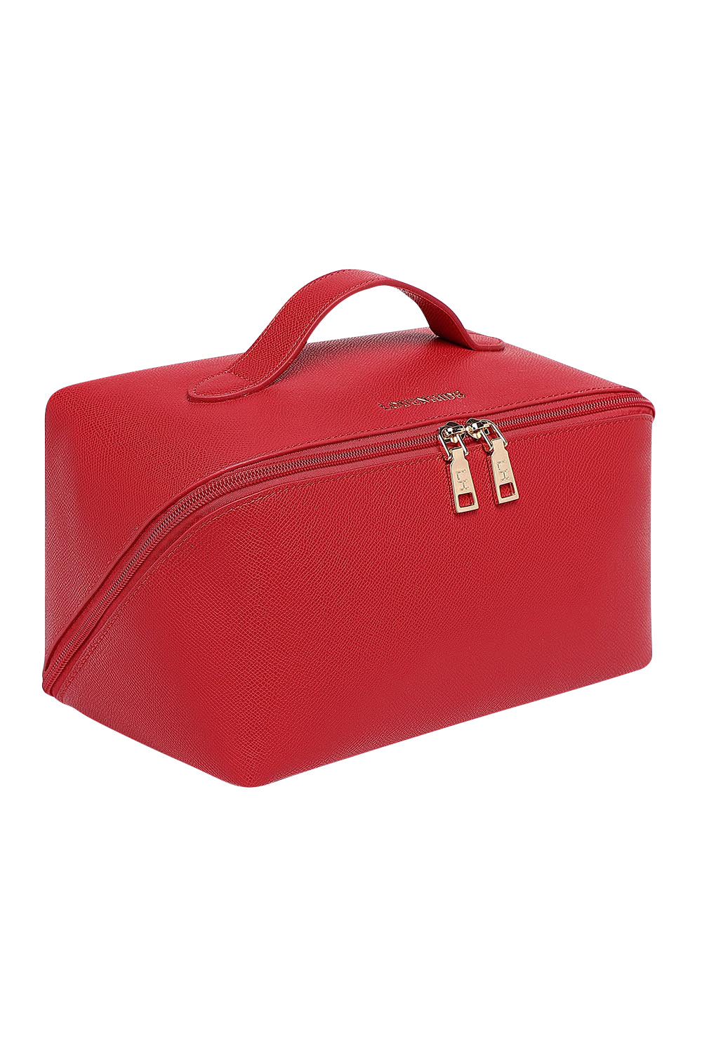 Product shot of the Orion Cosmetic Case in colour Red (Red), detail