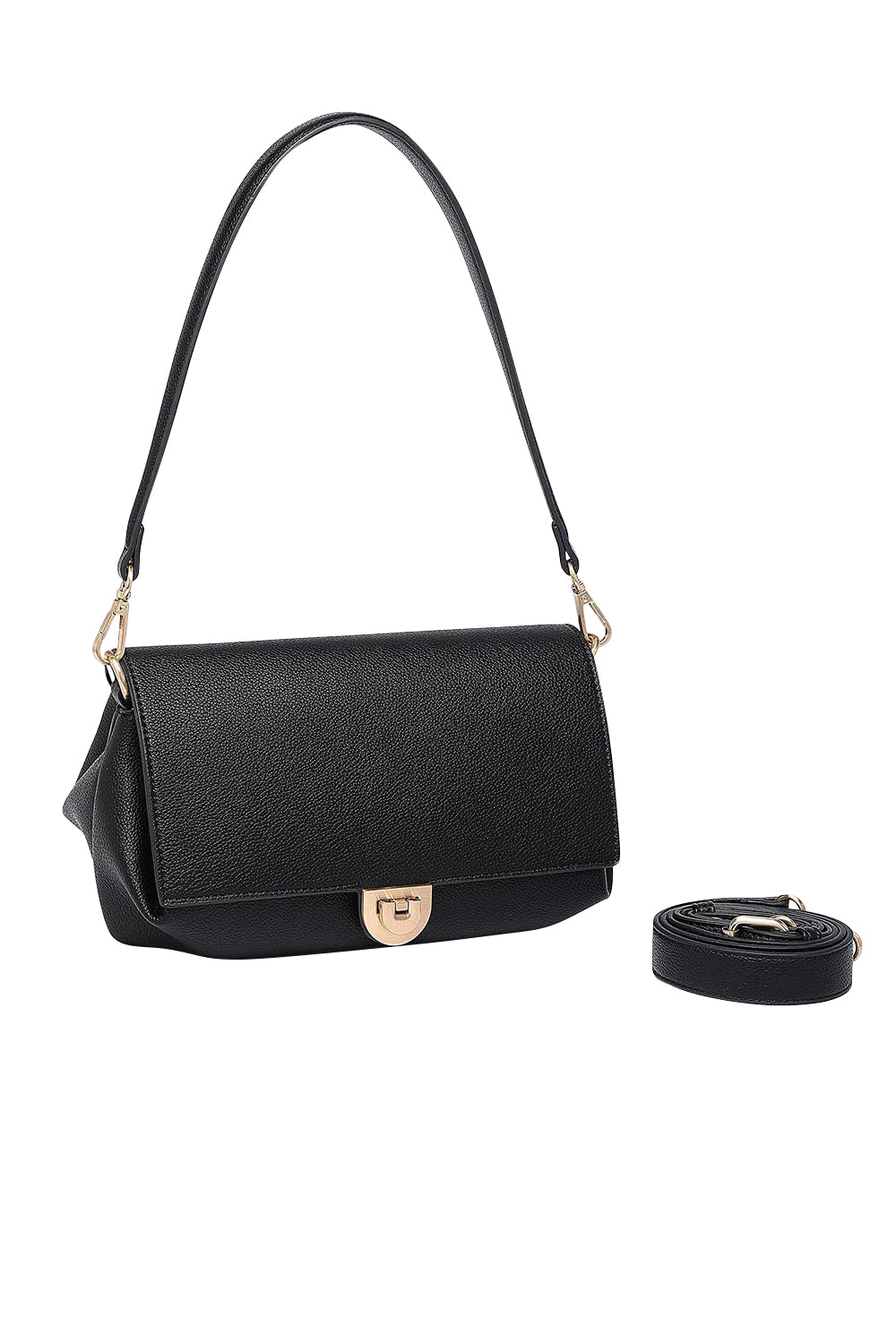 Product shot of the Winona Shoulder Bag in colour Black (Black), detail