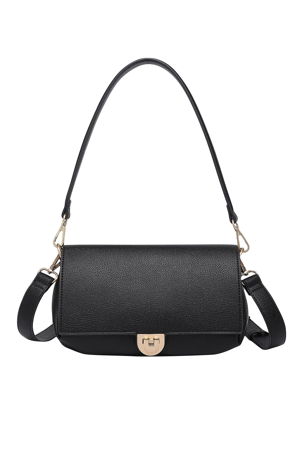 Product shot of the Winona Shoulder Bag in colour Black (Black), from the front