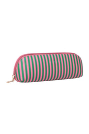 Product shot of the Jayne Stripe Makeup Bag - Greenpinkstripe in colour Greenpinkstripe, showing detail