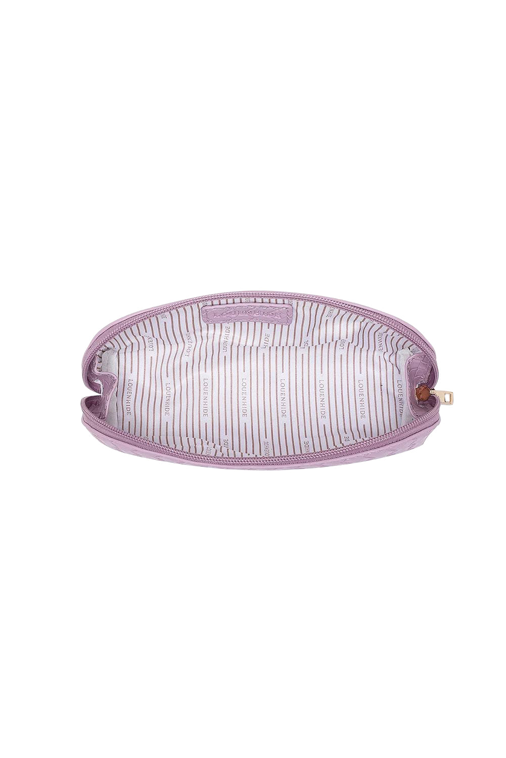 Product shot of the Jayne Makeup Bag in colour Lilac (Purple), detail