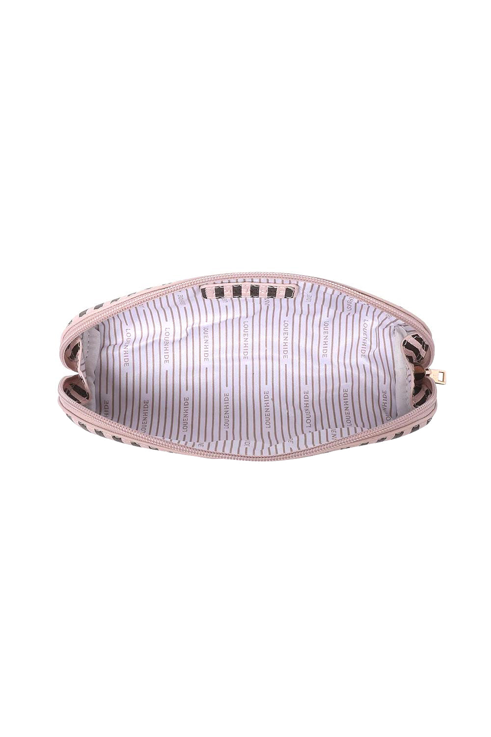 Product shot of the Jayne Stripe Makeup Bag - Pinkchocstripe in colour Pinkchocstripe, from the back