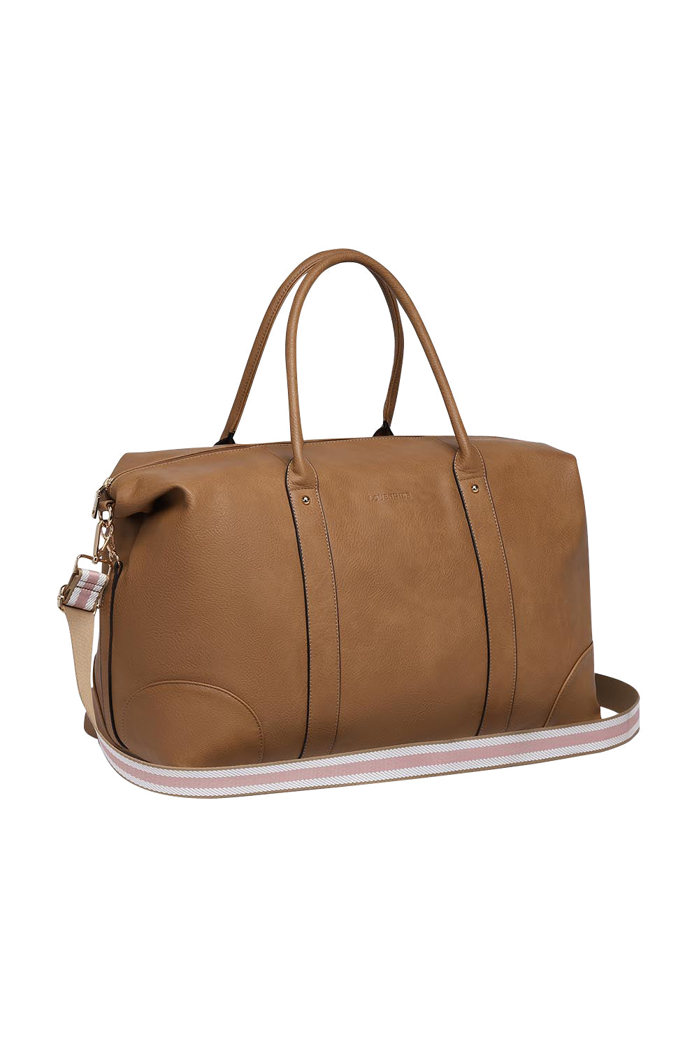 Product shot of the Alexis Travel Bag in colour Camelpink, detail