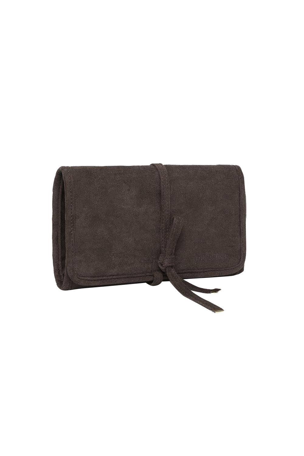 Product shot of the Carla Suedette Jewellery Sleeve - Chocolatesuede in colour Chocolatesuede, showing detail
