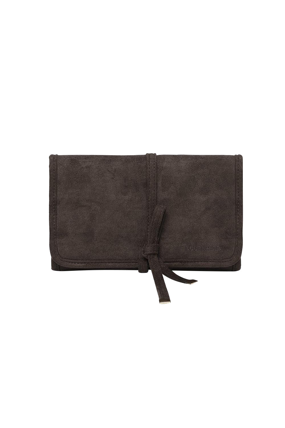 Product shot of the Carla Suedette Jewellery Sleeve - Chocolatesuede in colour Chocolatesuede, from the front