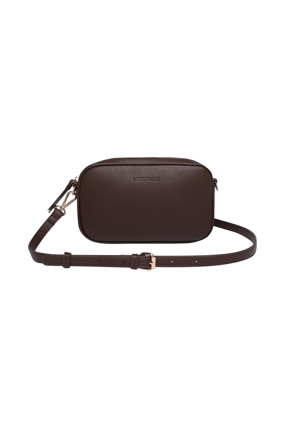 Product shot of the Bianca Crossbody Bag in colour Chocolate, detail