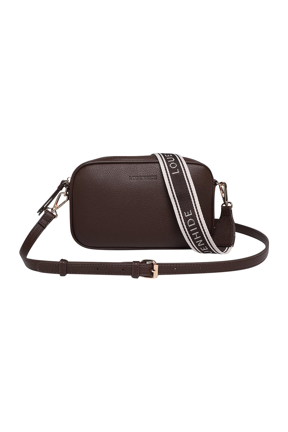Product shot of the Bianca Crossbody Bag in colour Chocolate, from the front