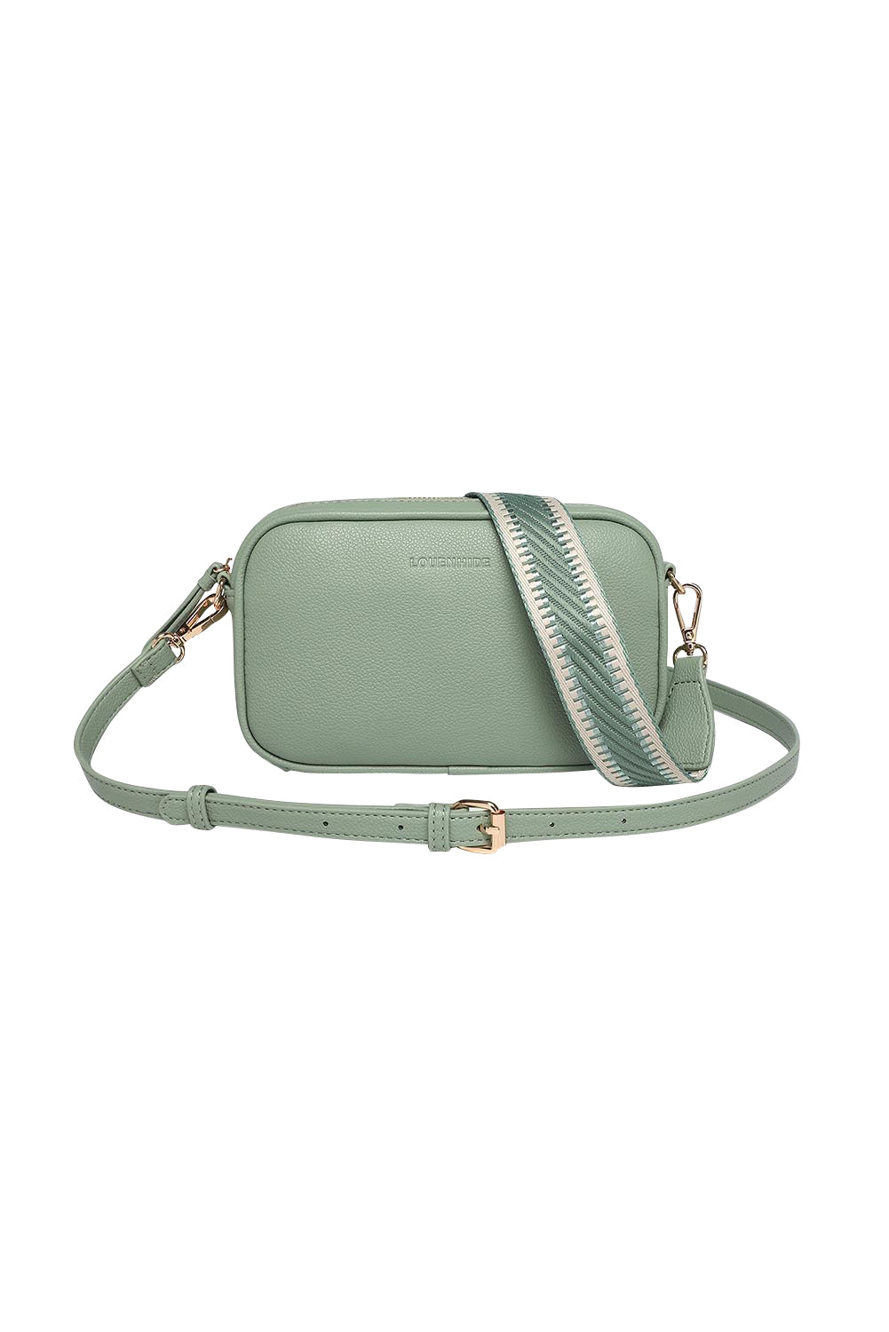 Product shot of the Bianca Crossbody Bag in colour Sage (Green), from the front