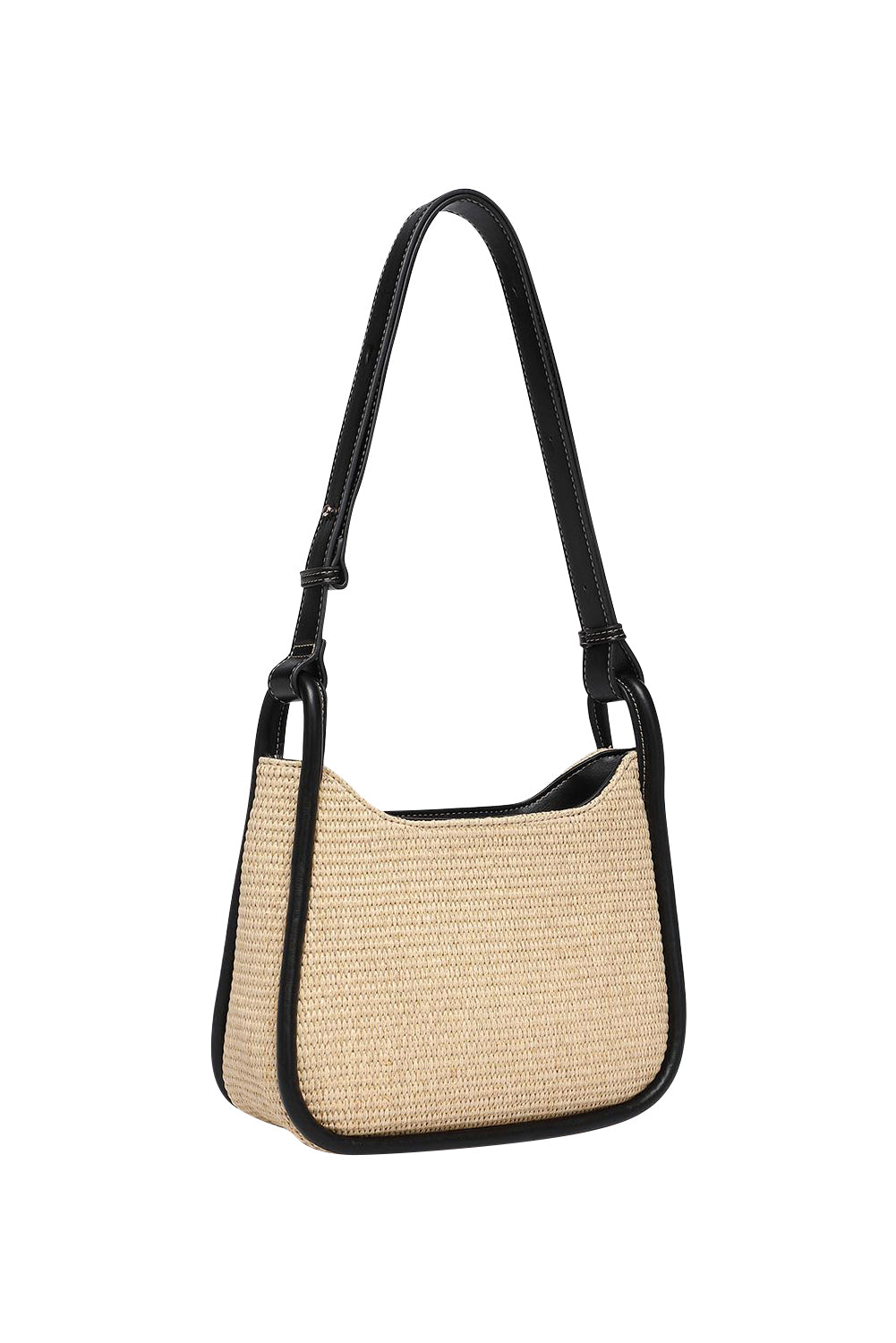 Product shot of the Clare Woven Handbag in colour Blackraff, detail