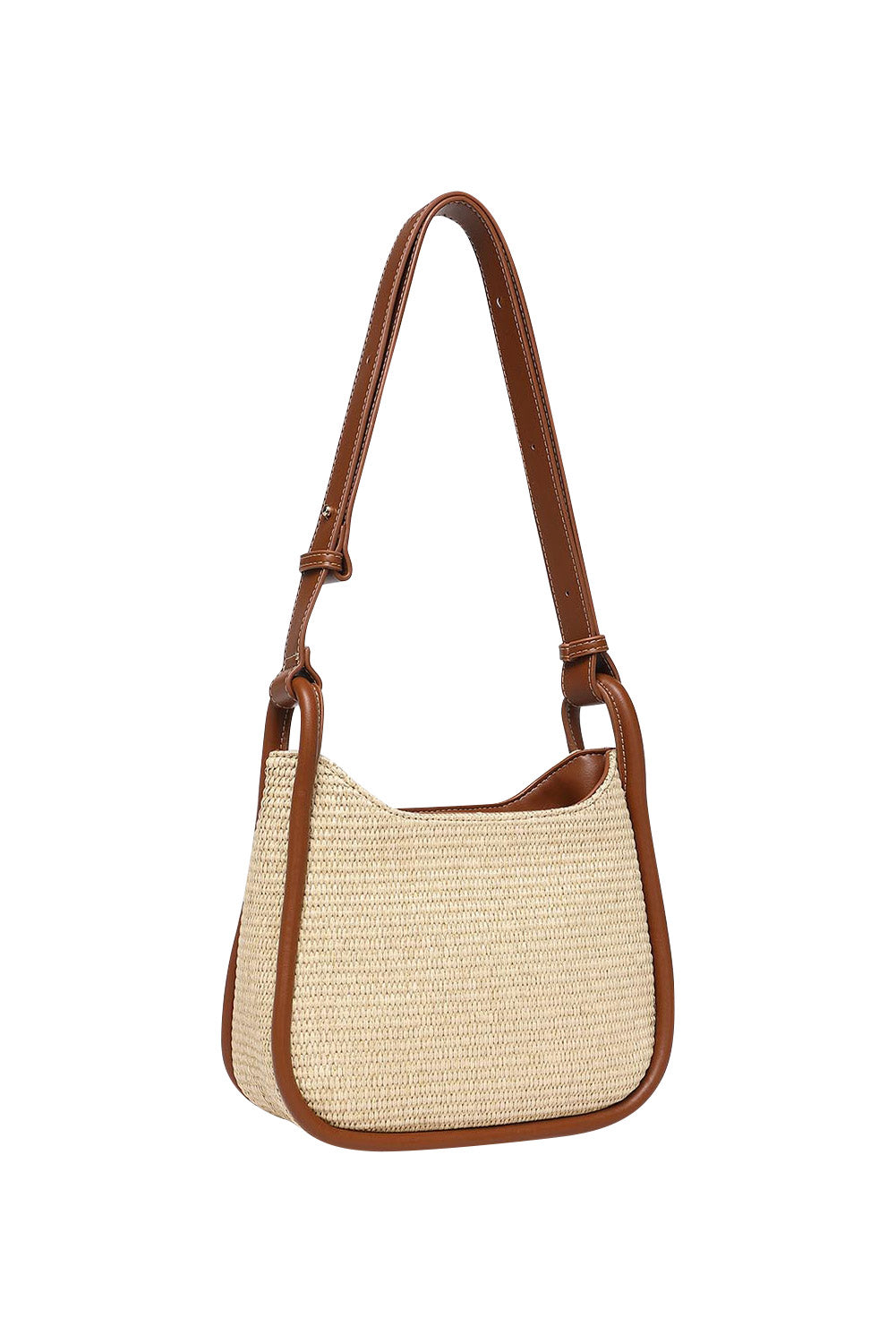 Product shot of the Clare Woven Handbag in colour Tanraffia, detail