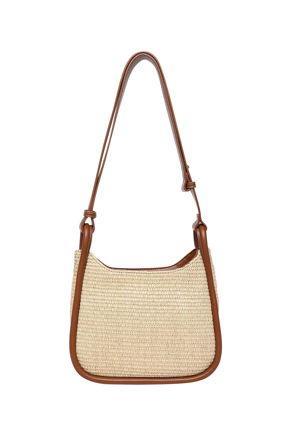 Product shot of the Clare Woven Handbag in colour Tanraffia, from the front