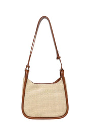 Product shot of the Clare Woven Handbag in colour Tanraffia, from the front