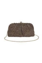 Product shot of the Goldie Clutch - Raffiachocolate in colour Raffiachocolate, from the front