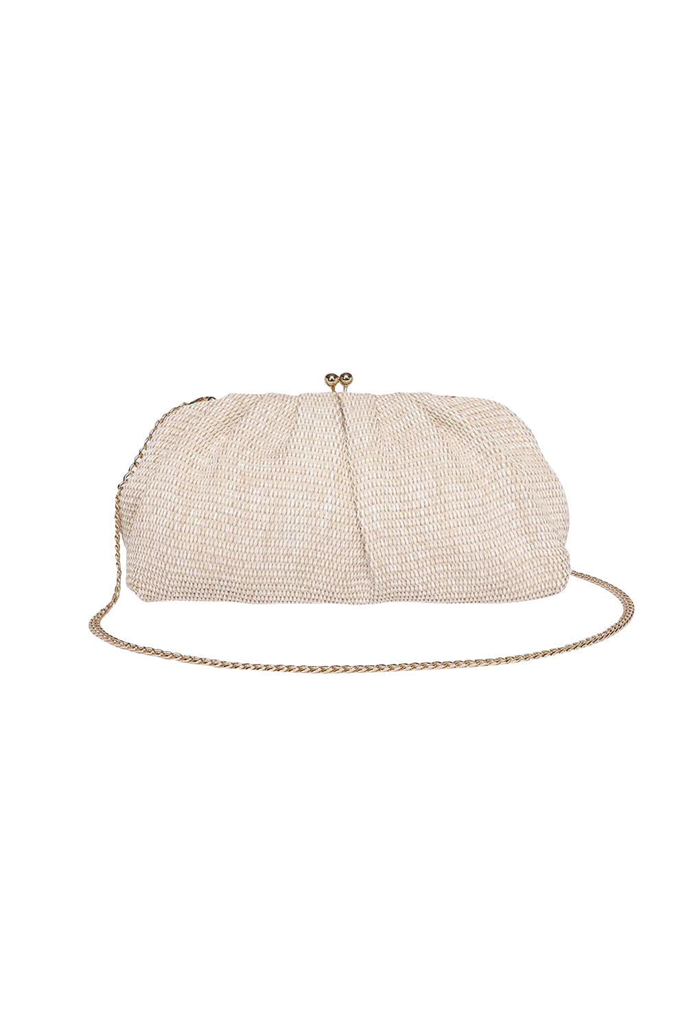Product shot of the Goldie Clutch - Raffiavanilla in colour Raffiavanilla, from the front
