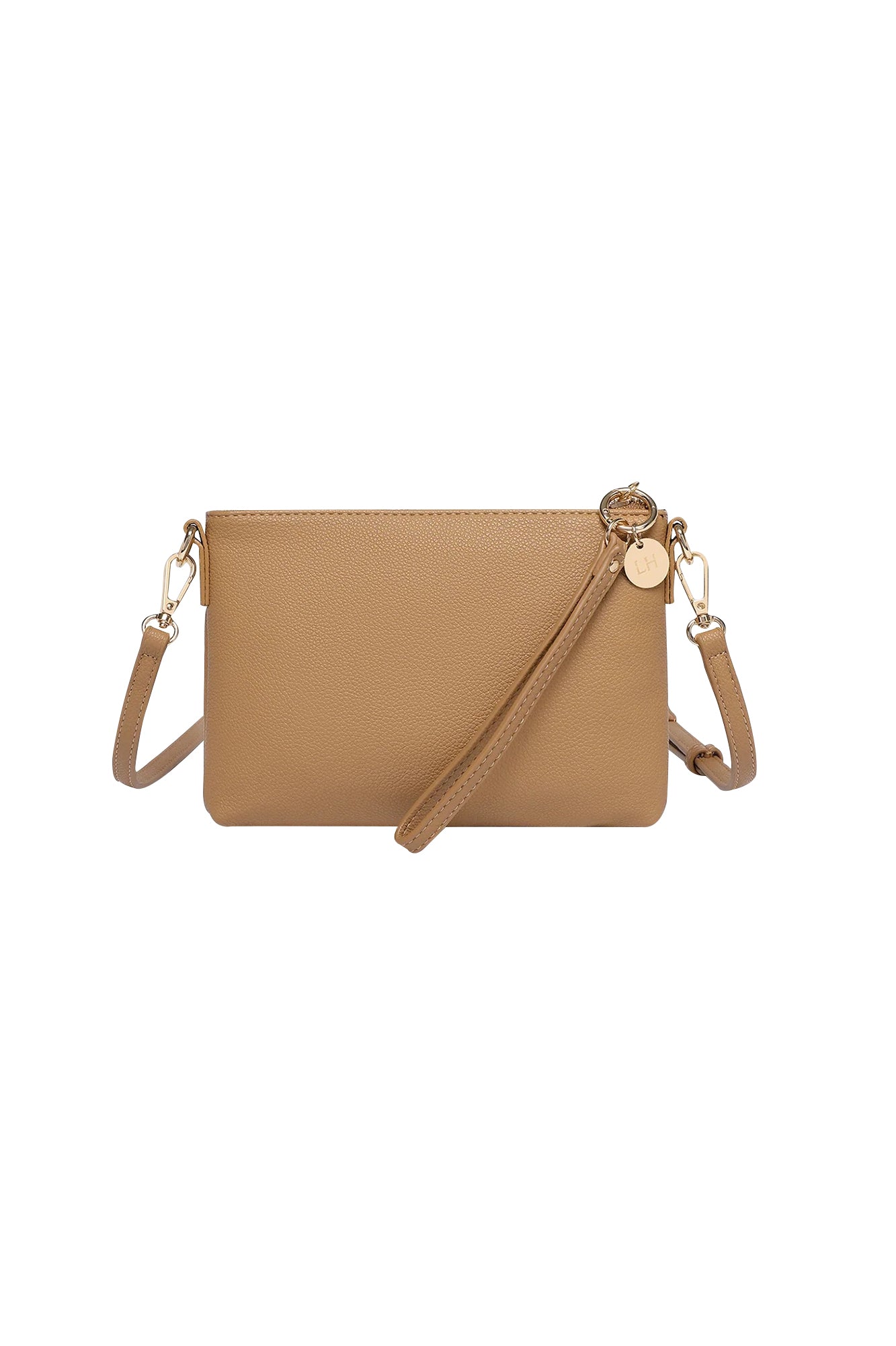 Product shot of the Baby Sophie Crossbody Bag in colour Camel, from the back