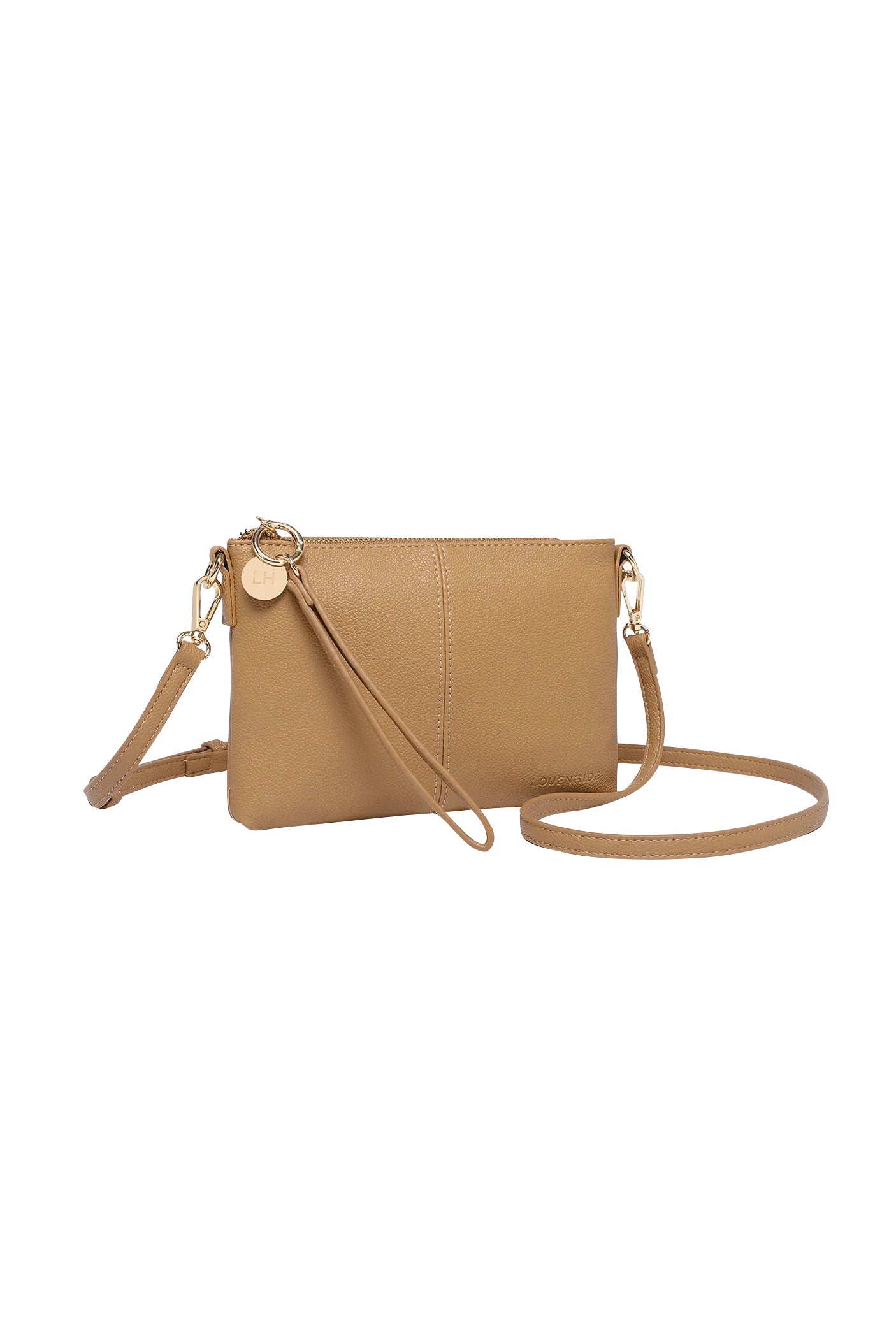 Product shot of the Baby Sophie Crossbody Bag in colour Camel, detail