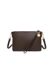 Product shot of the Baby Sophie Crossbody Bag in colour Chocolate, from the back