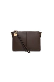 Product shot of the Baby Sophie Crossbody Bag in colour Chocolate, detail