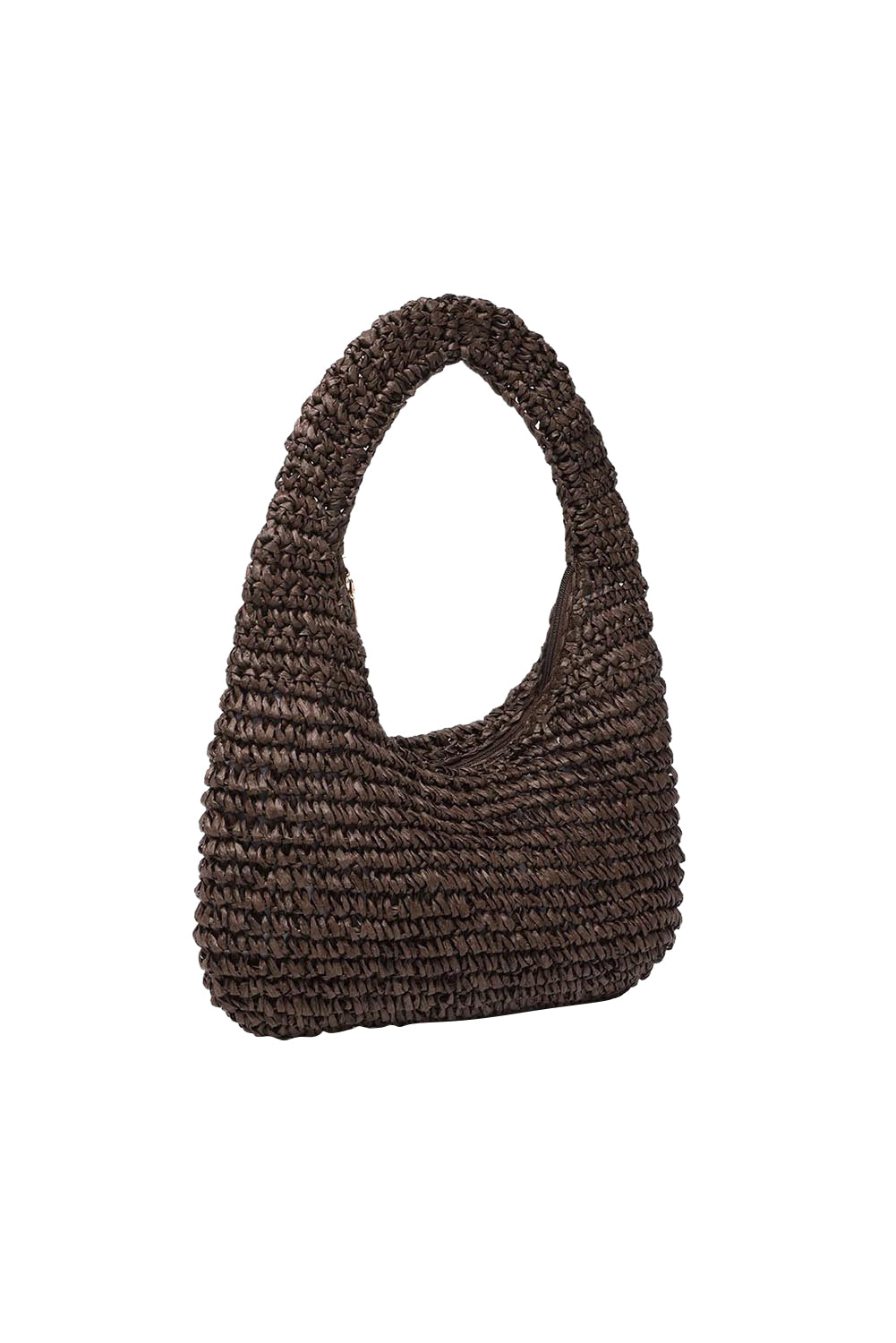 Product shot of the Nellie Woven Handbag in colour Chocolate, detail
