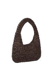 Product shot of the Nellie Woven Handbag in colour Chocolate, detail