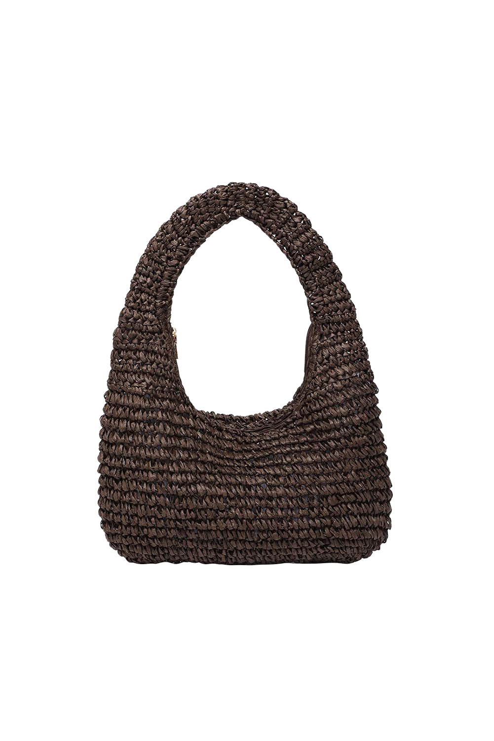 Product shot of the Nellie Woven Handbag in colour Chocolate, from the front