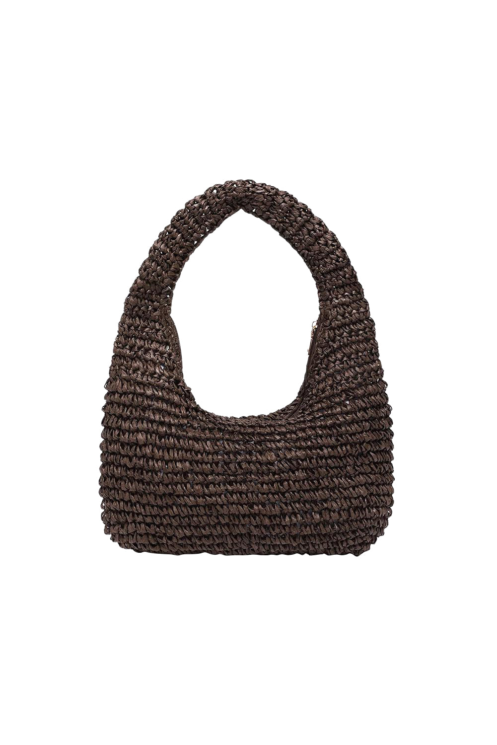 Product shot of the Nellie Woven Handbag in colour Chocolate, from the front