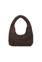 Product shot of the Nellie Woven Handbag in colour Chocolate, from the front