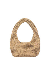 Product shot of the Nellie Woven Handbag in colour Natural, from the back