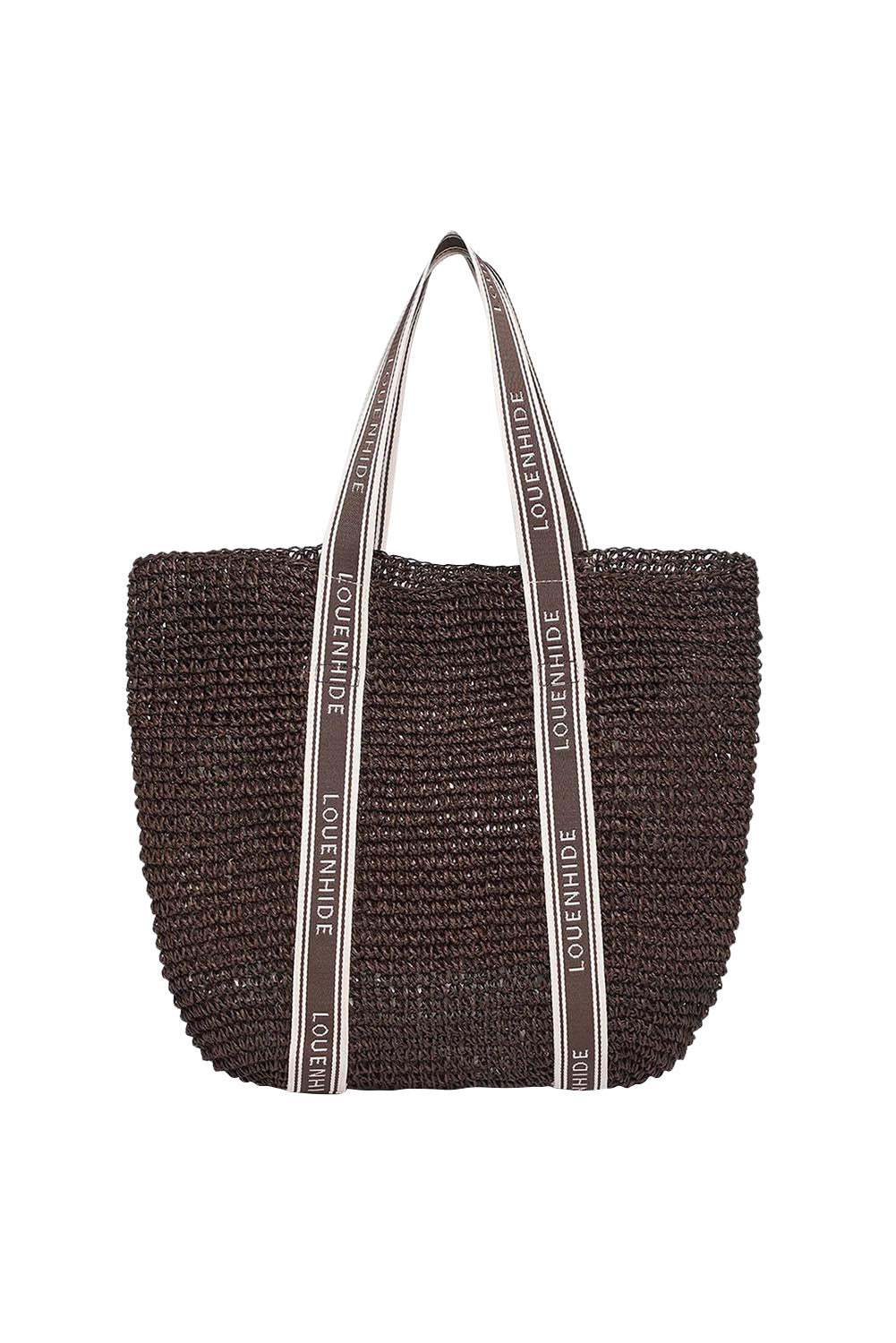Product shot of the Bali Beach Bag - Chocolateraffia in colour Chocolateraffia, from the front
