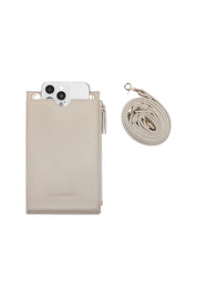 Product shot of the Suki Phone Bag in colour Almond, detail