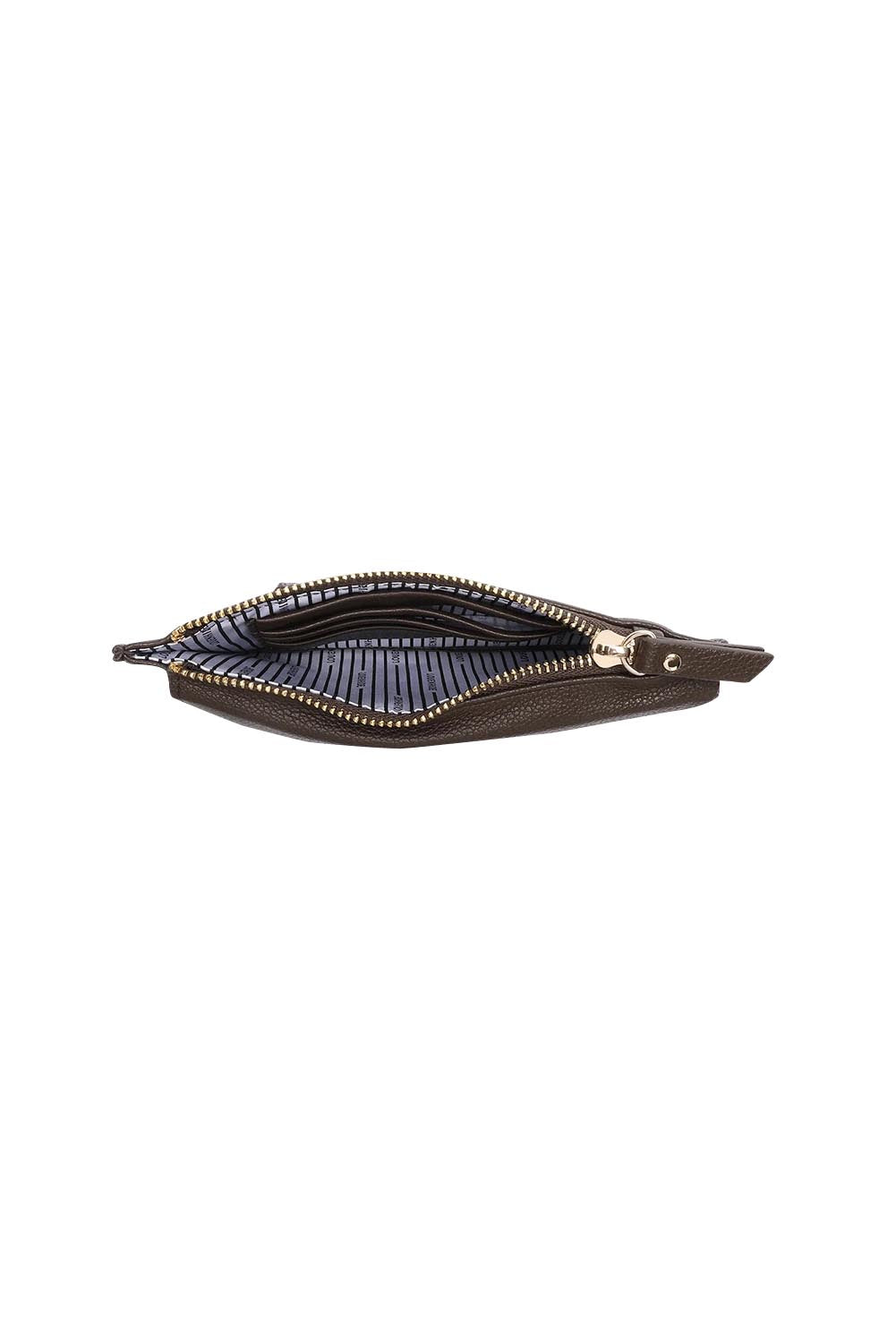 Product shot of the Suki Phone Bag in colour Chocolate, detail