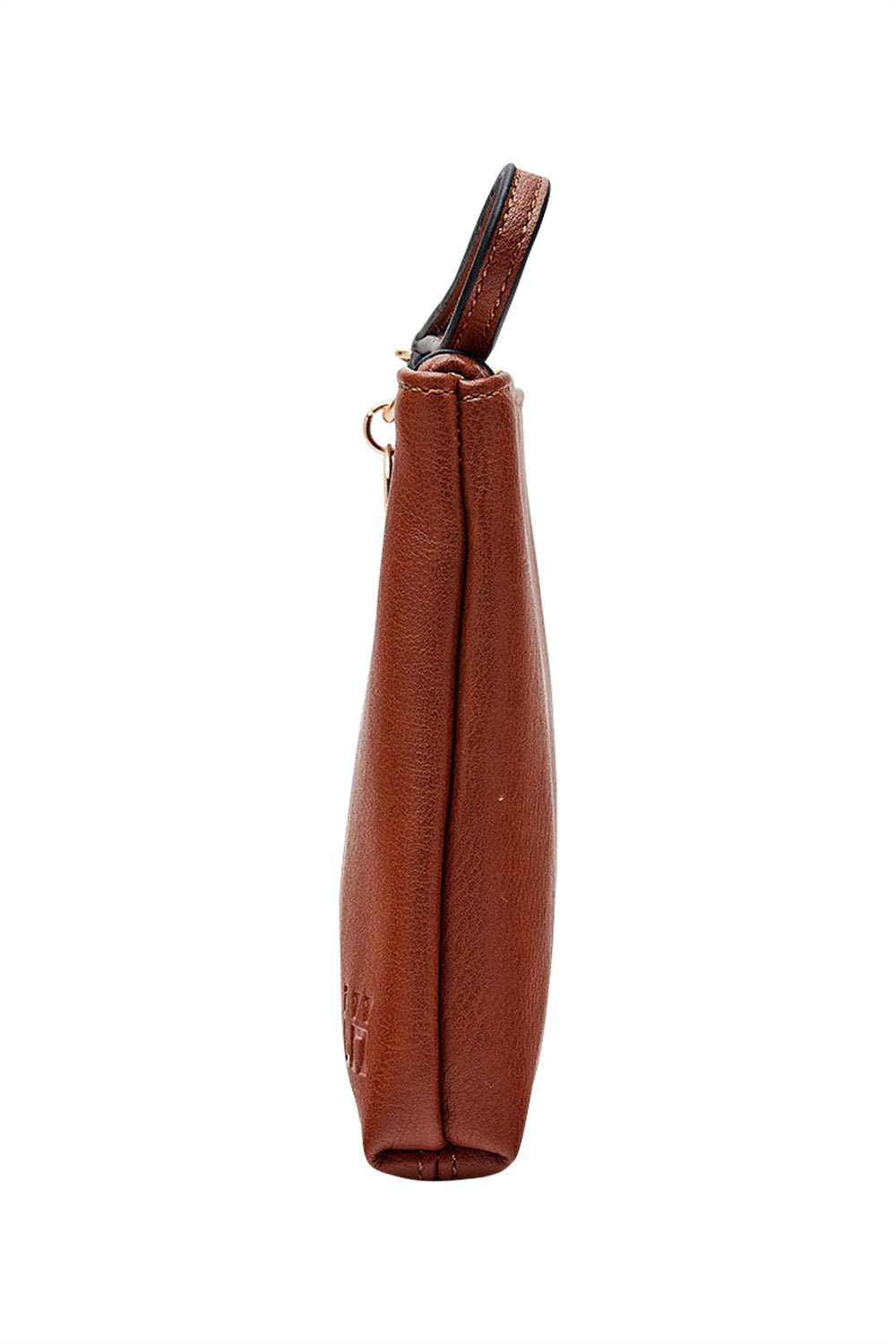Product shot of the Baby Gracie Clutch in colour Tan, detail