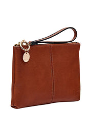 Product shot of the Baby Gracie Clutch in colour Tan, detail