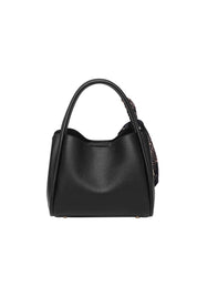 Product shot of the Steffie Mini Tote Bag - Black in colour Black, from the back
