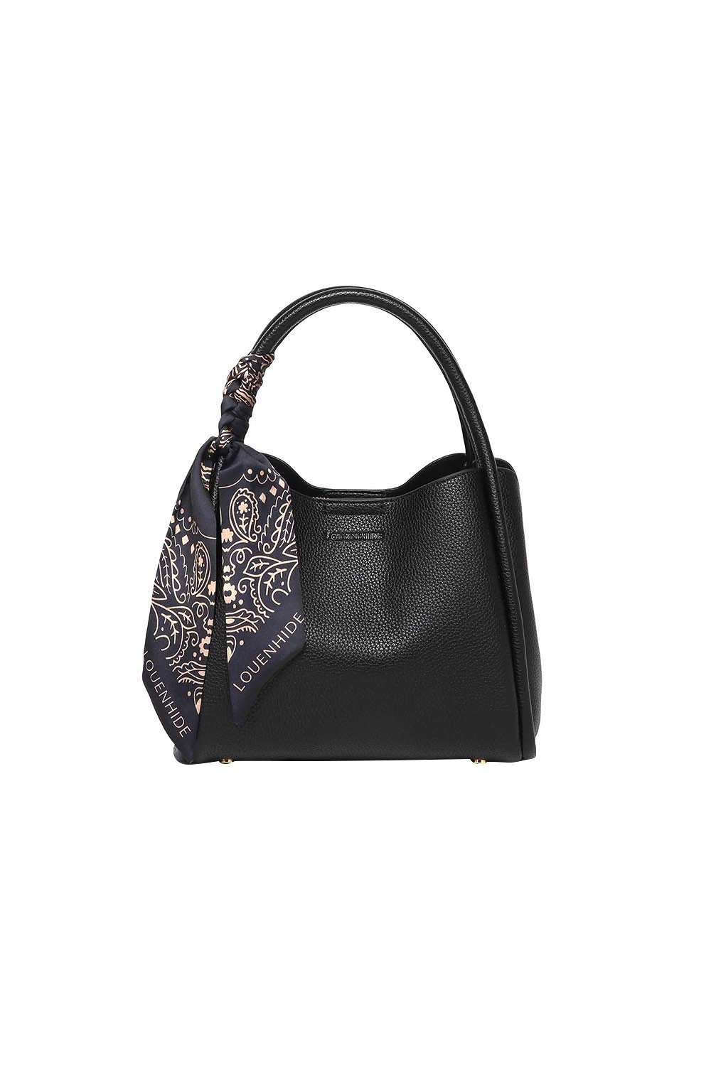 Product shot of the Steffie Mini Tote Bag - Black in colour Black, showing detail