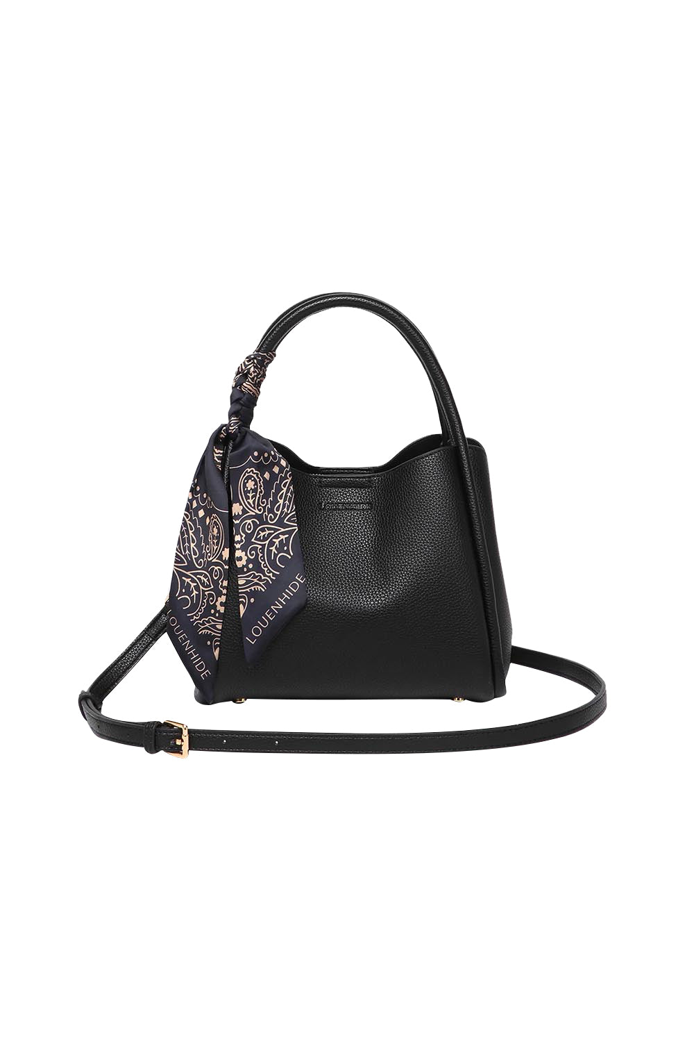 Product shot of the Steffie Mini Tote Bag - Black in colour Black, from the front