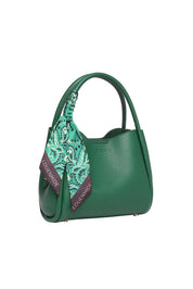 Product shot of the Steffie Mini Tote Bag - Green in colour Green, showing detail